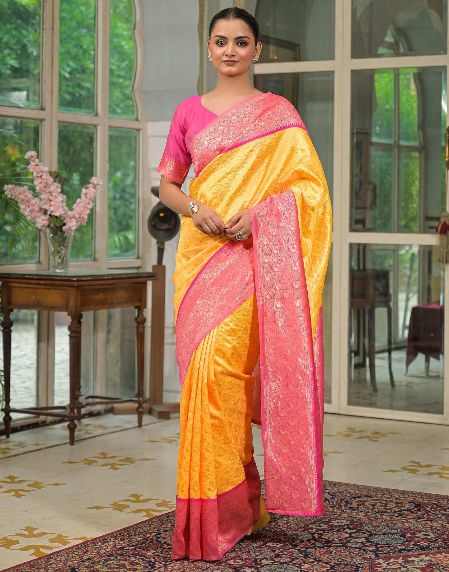 Yellow Silk Woven Kanjivaram Saree