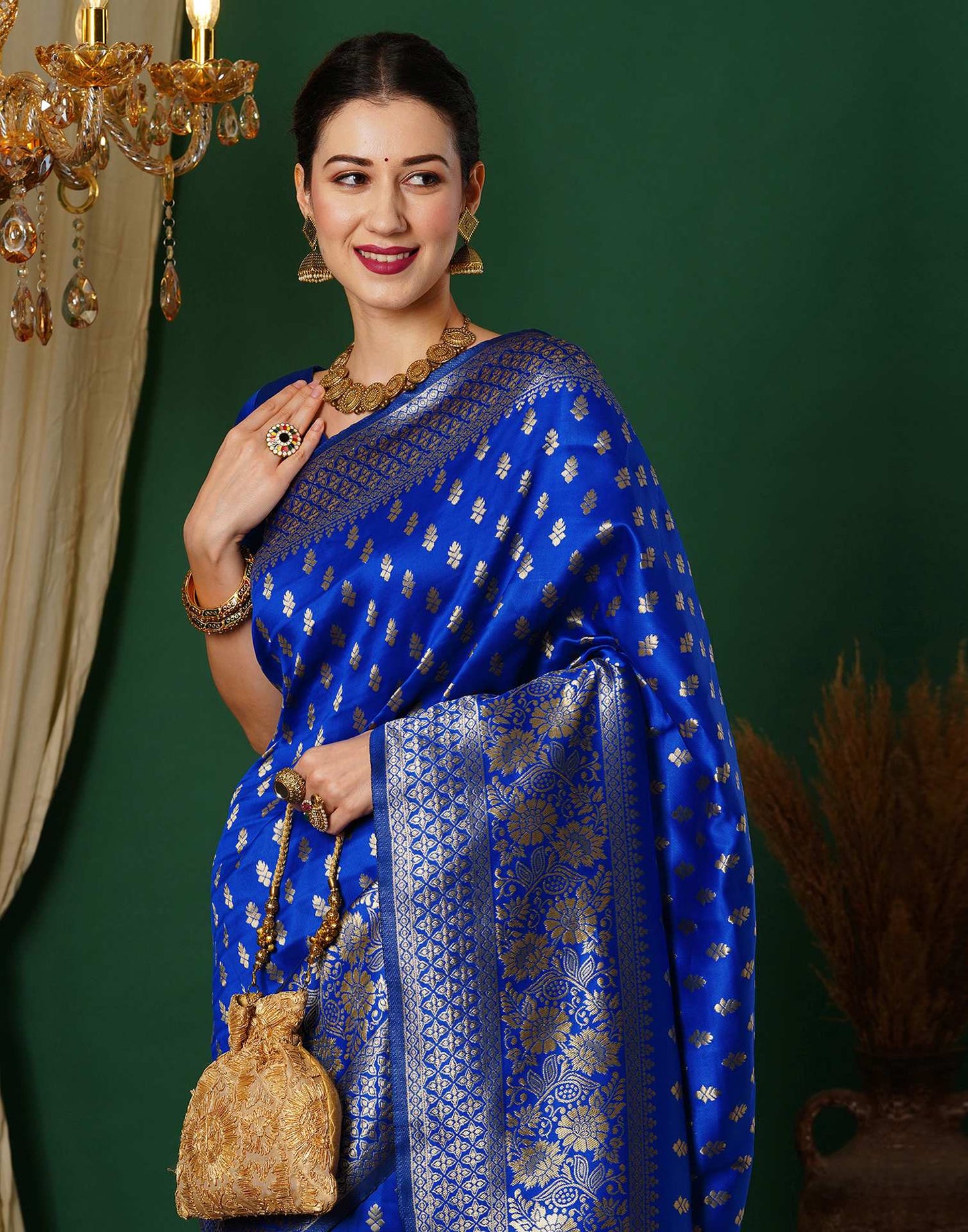 Blue Silk Woven Banarasi Saree