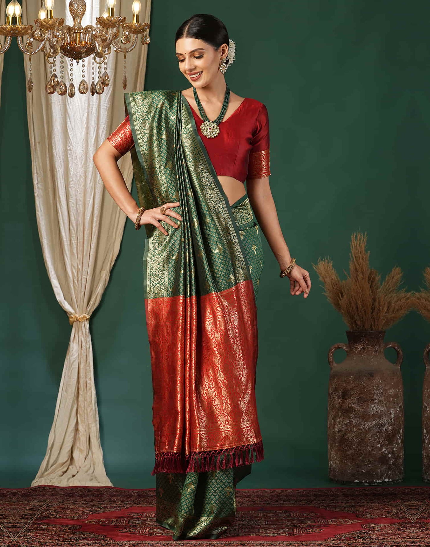 Green Silk Woven Banarasi Saree