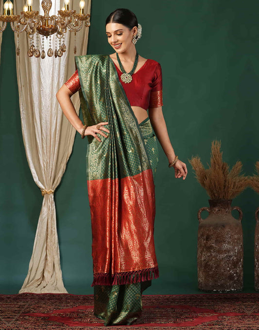 Green Silk Woven Banarasi Saree