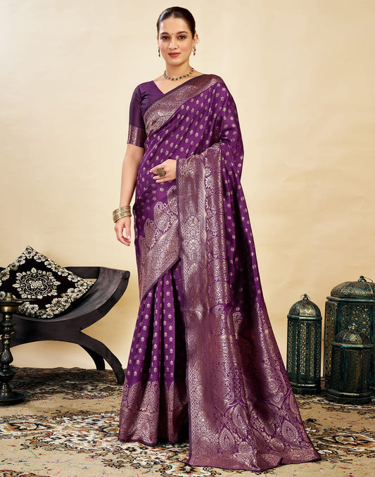 Purple Silk Woven Banarasi Saree