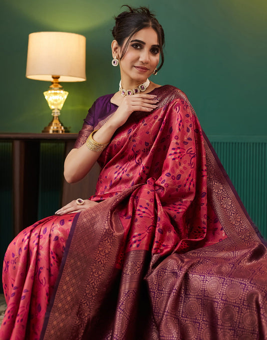 Red Silk Woven Banarasi Saree