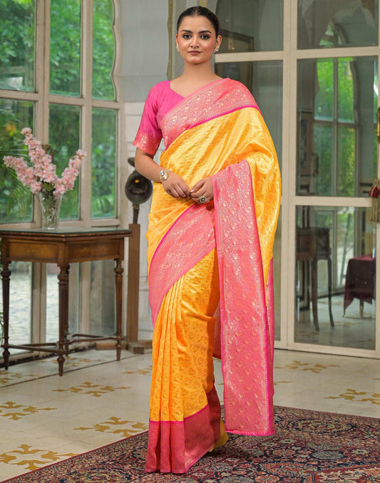 Yellow Silk Woven Kanjivaram Saree