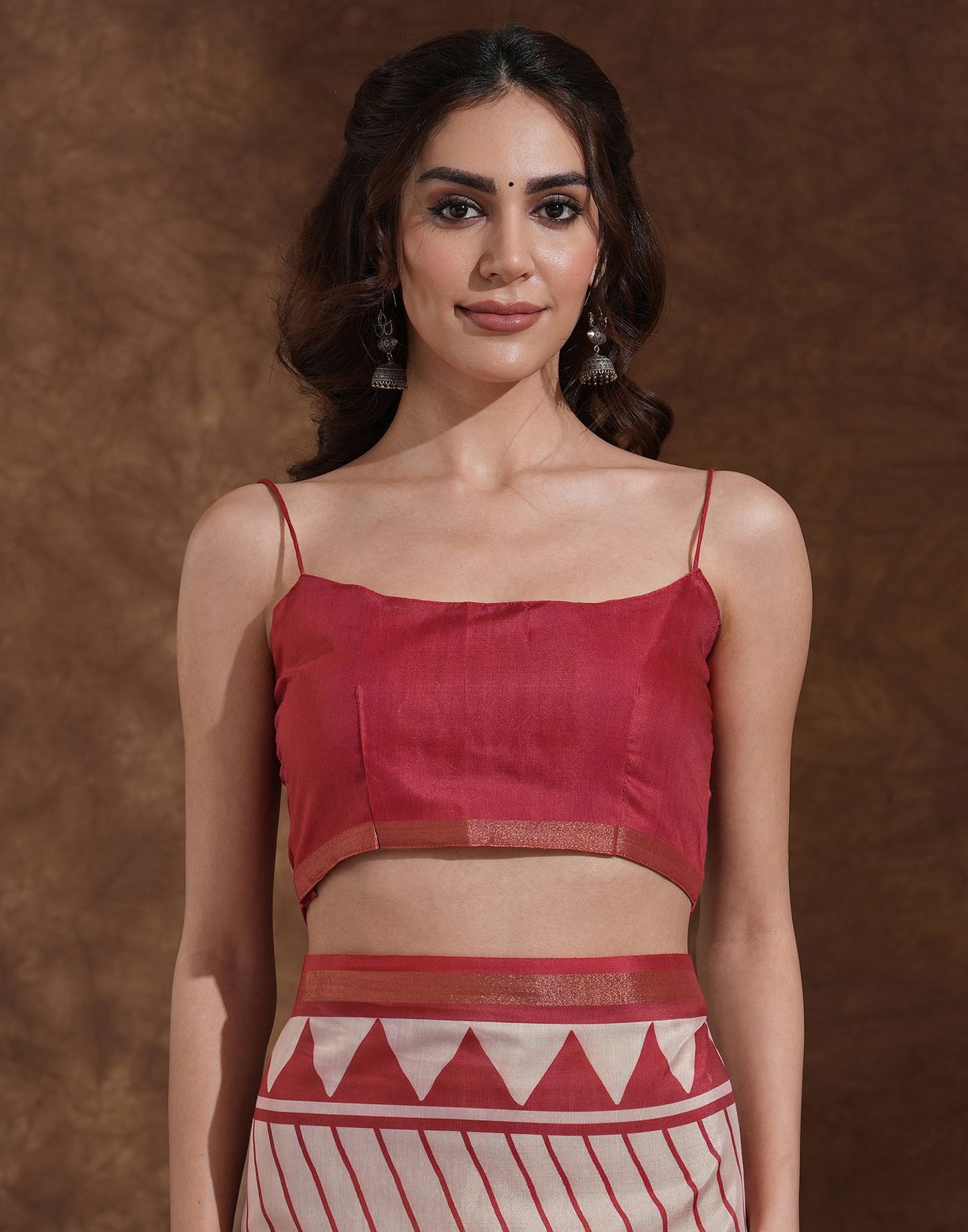 Dusty Peach Silk Printed Saree