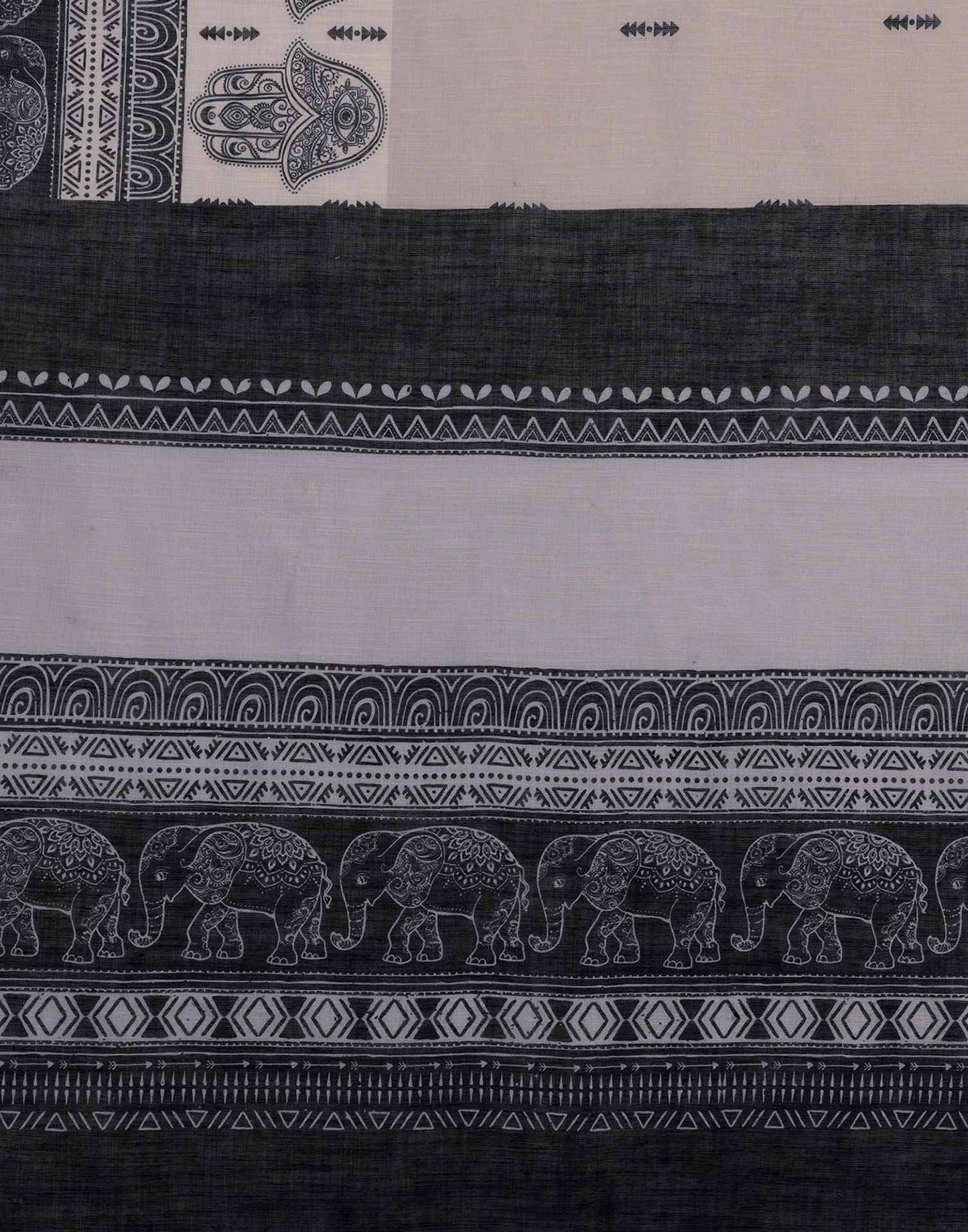 Off White Linen Woven Printed Saree