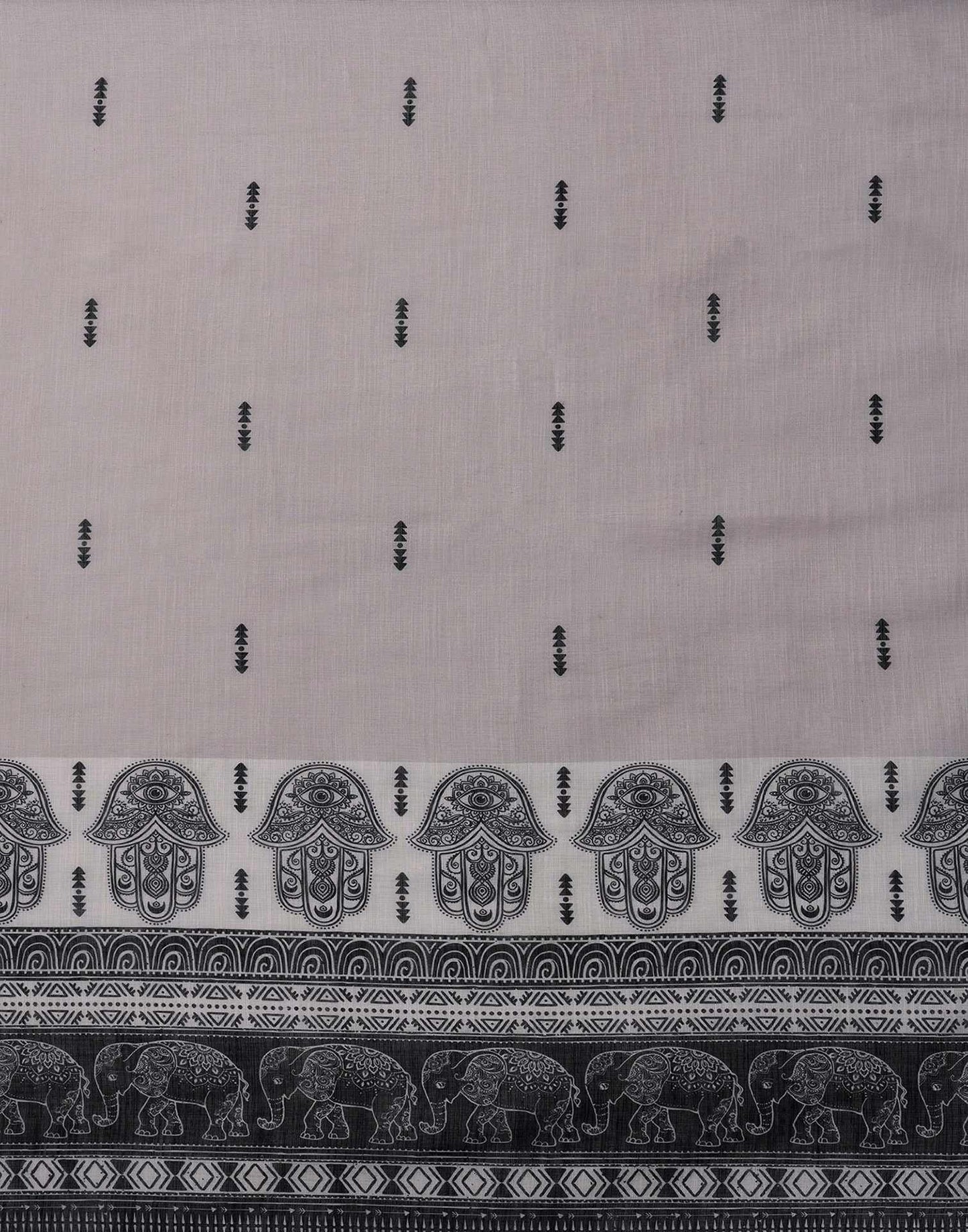 Off White Linen Woven Printed Saree