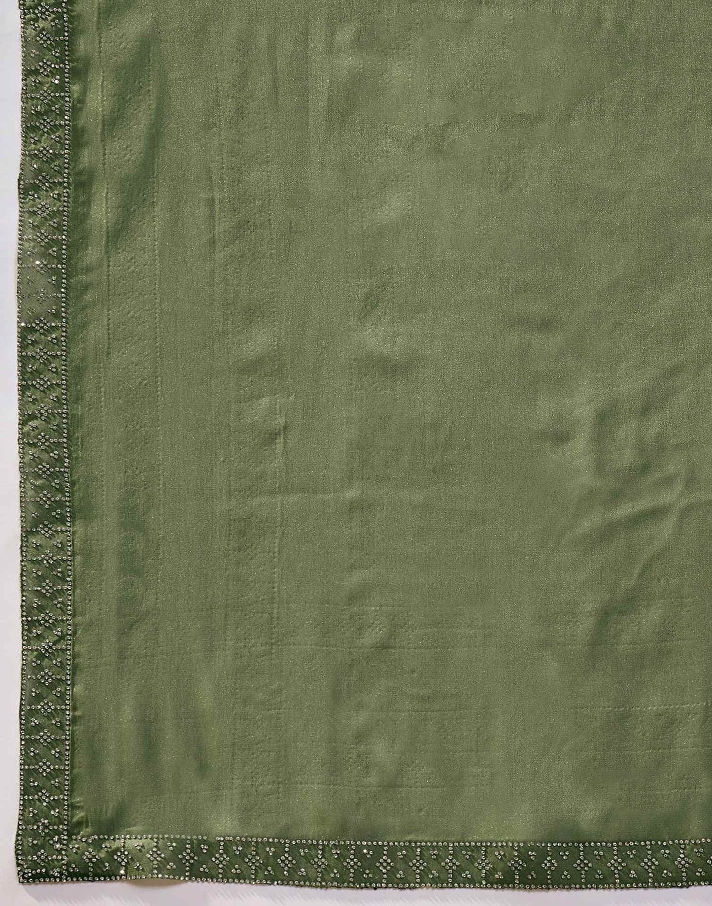 Mehandi Green Shimmer Stone Work Swarovski Saree