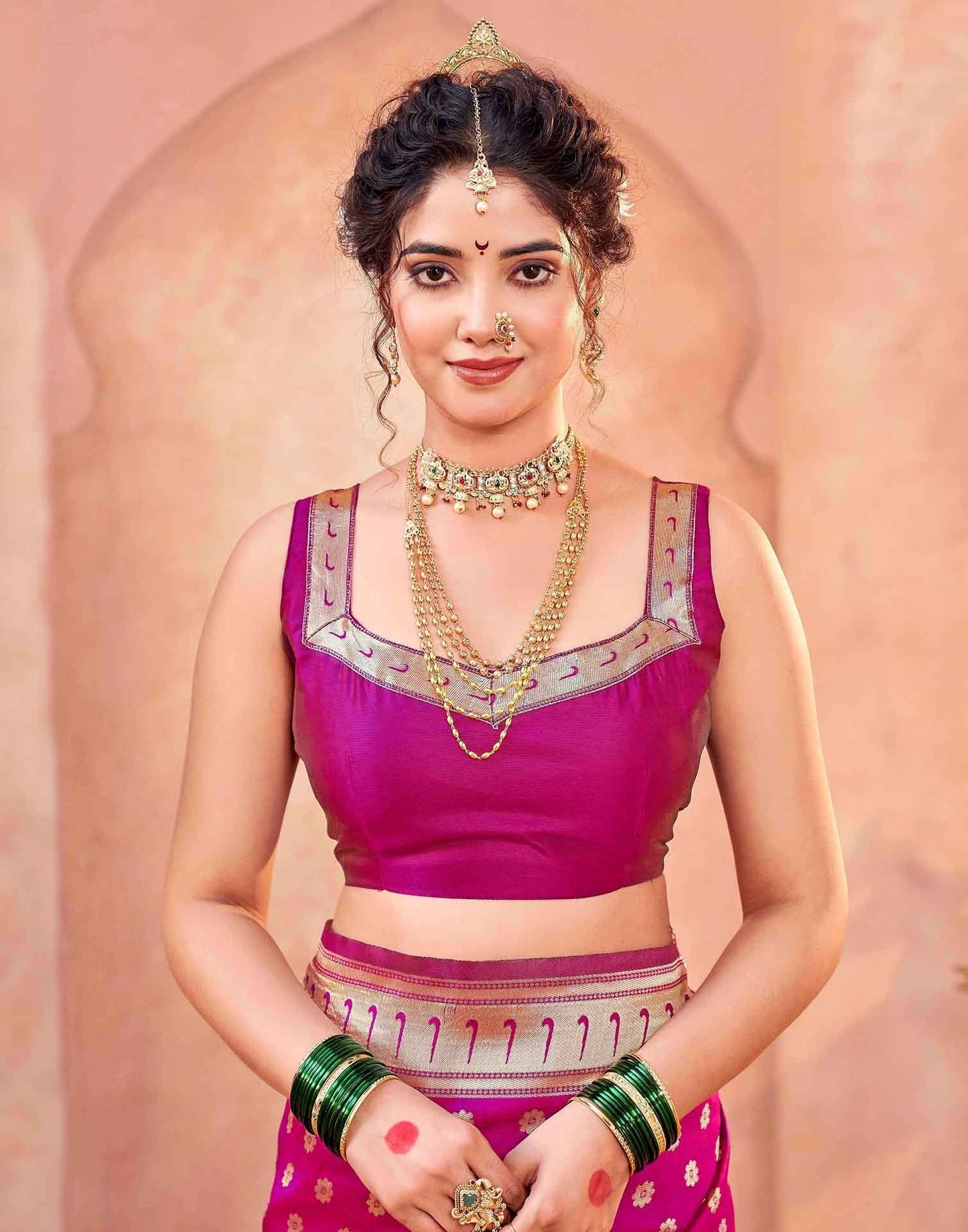 Dark Pink Silk Woven Paithani Saree