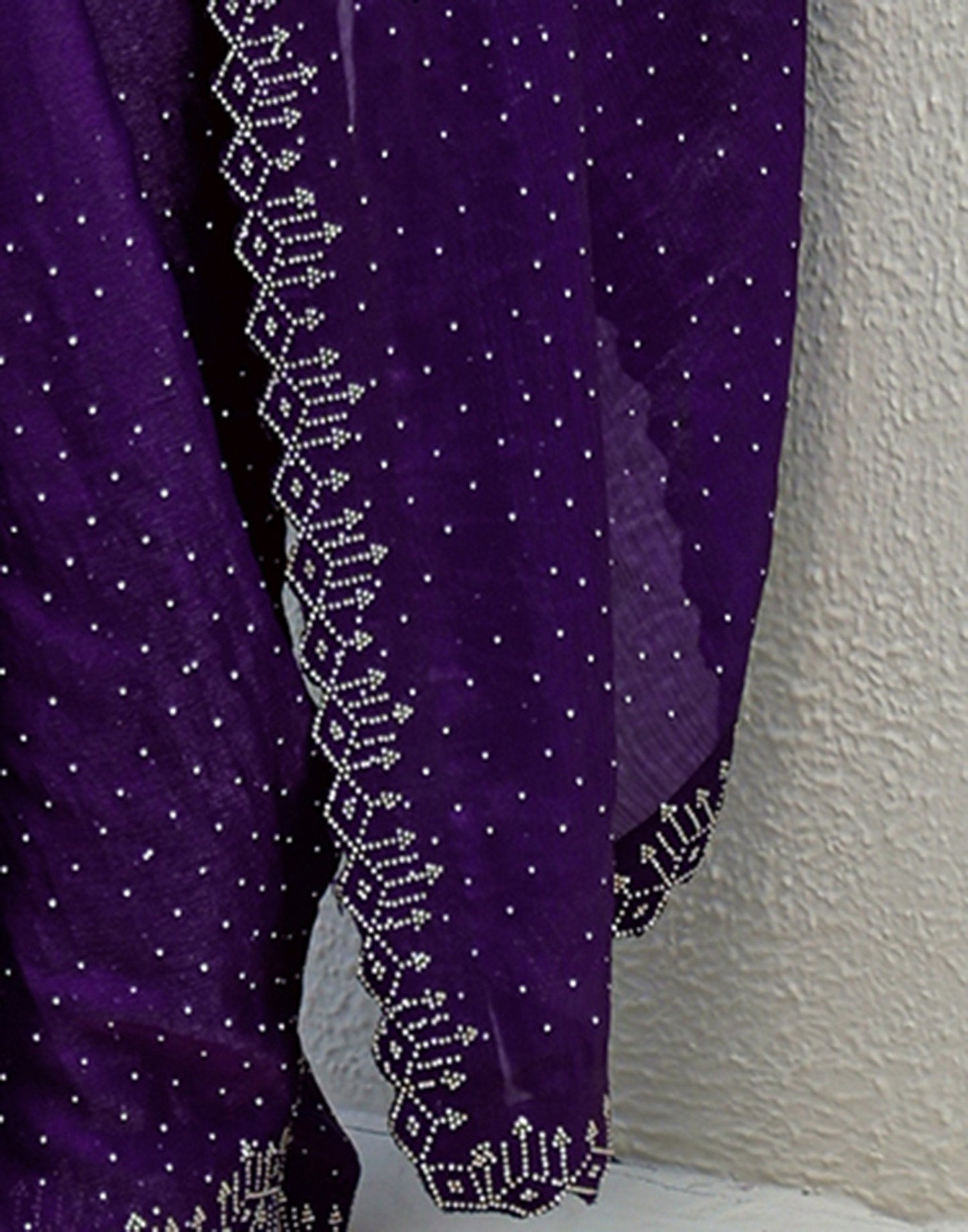 Dark Purple Shimmer Stone Work Swarovski Saree