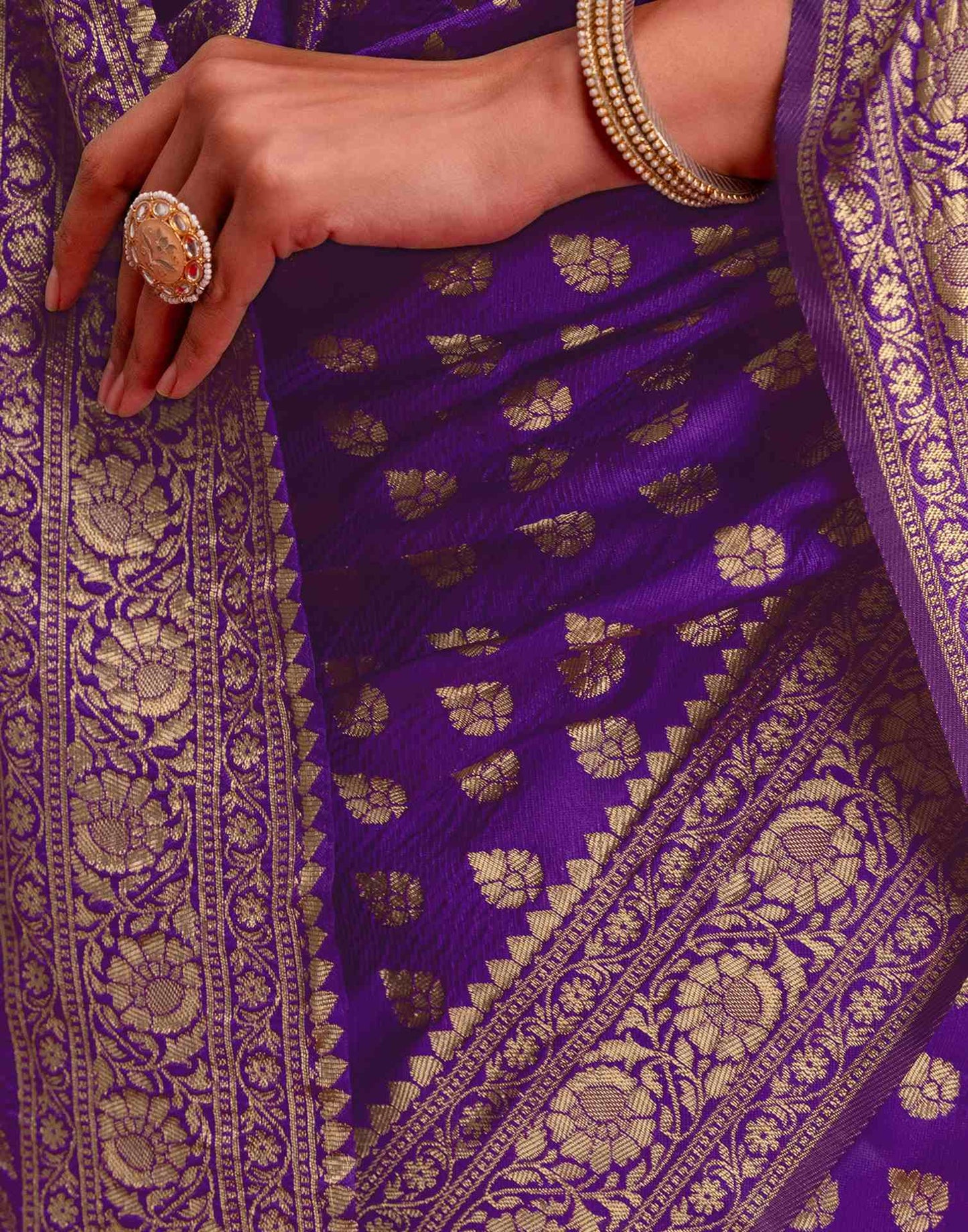 Violet Silk Woven Banarasi Saree
