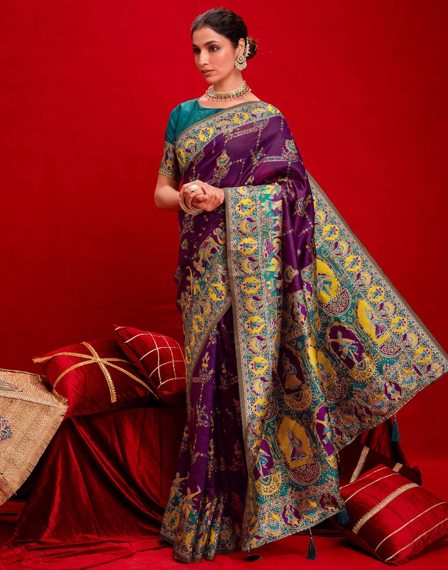 Dark Purple Silk Woven Paithani Saree