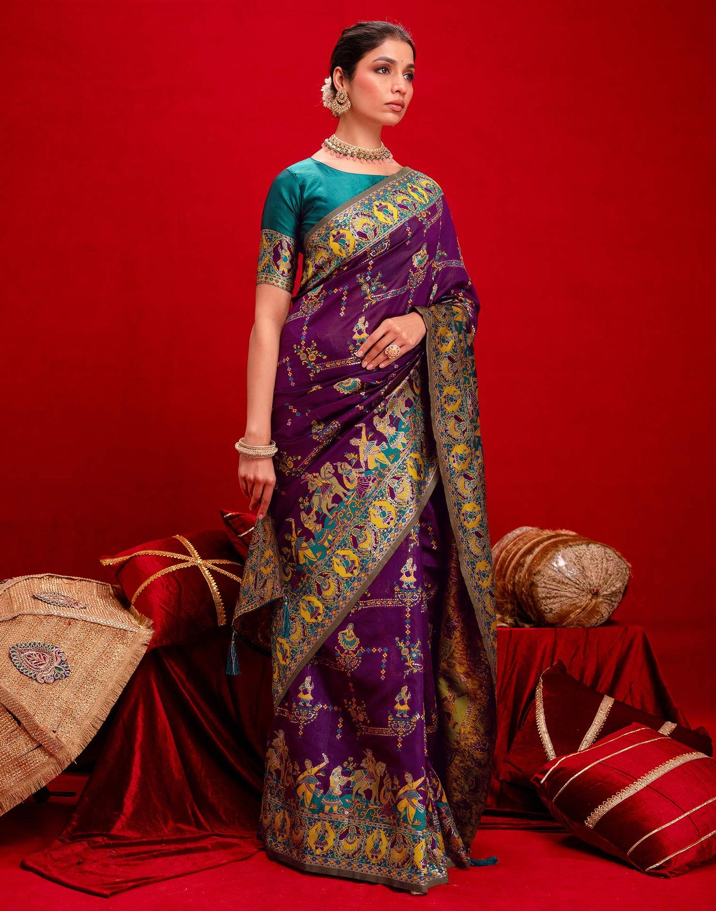 Dark Purple Silk Woven Paithani Saree