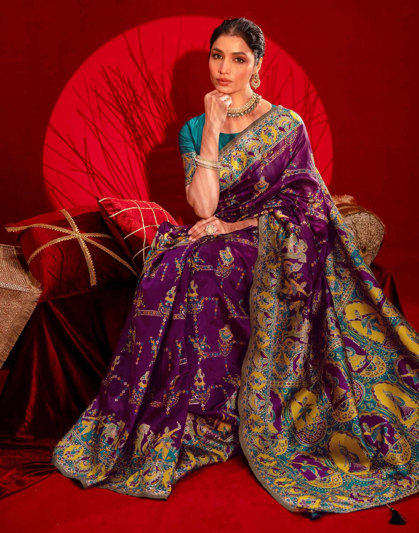 Dark Purple Silk Woven Paithani Saree