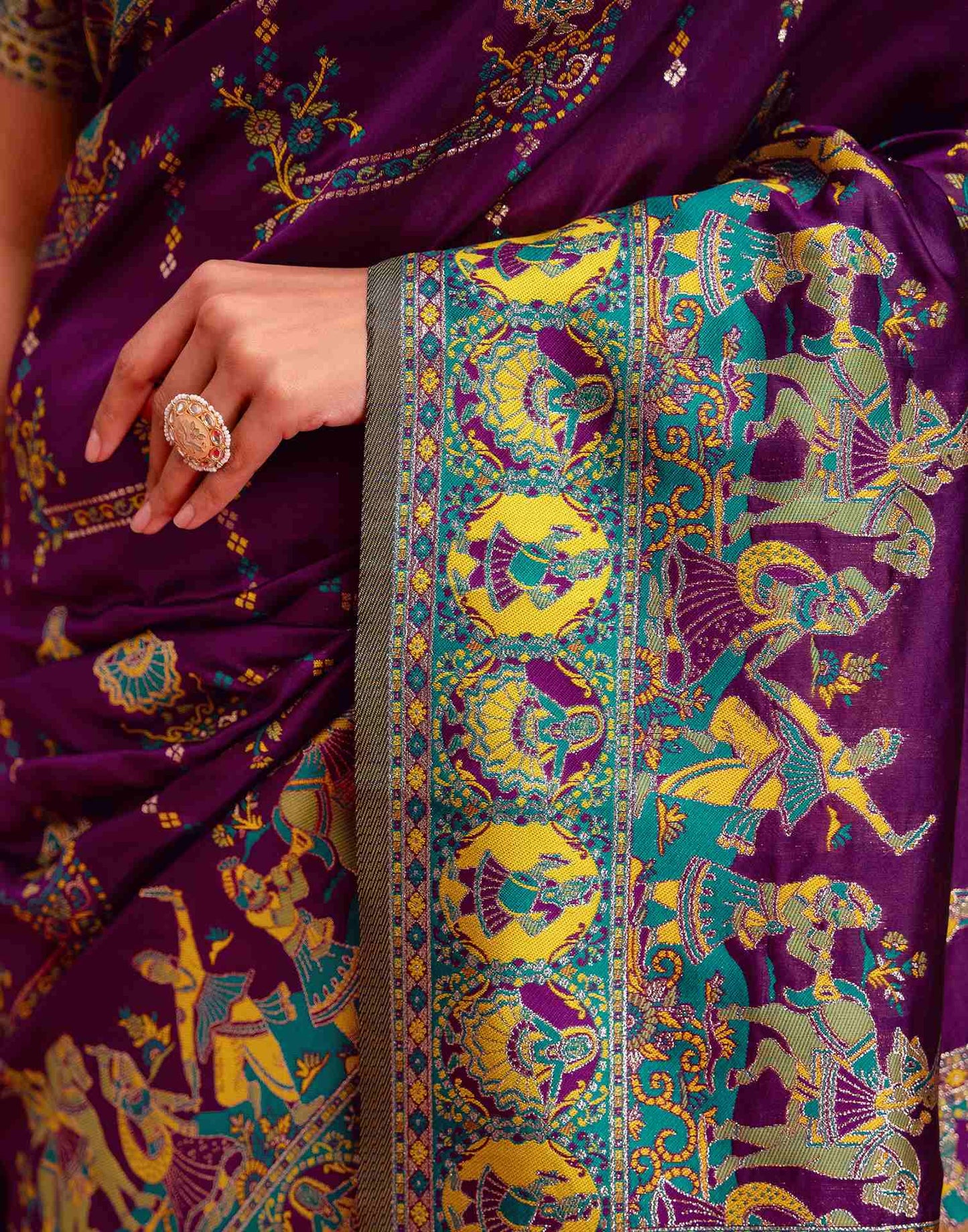 Dark Purple Silk Woven Paithani Saree