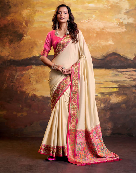 Beige Silk Woven Patola Saree
