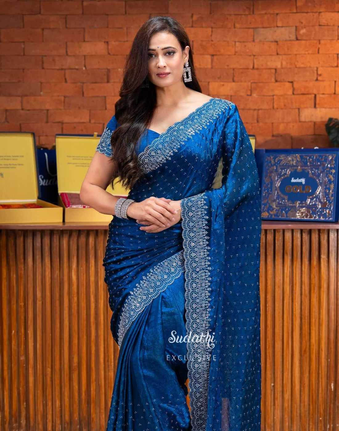 Shweta Tiwari Sapphire Blue Swarovski Saree